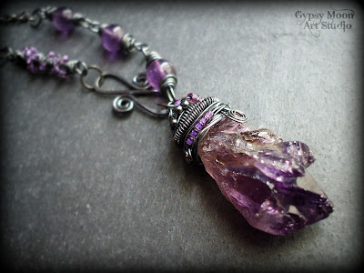 February's Girl. Amethyst point and sterling silver necklace by Gypsy Moon Art STudio