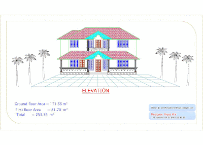 Kerala Home plan and elevation - 2726 Sq ft - Elevation View 2D Kerala Home plan and elevation - 2726 Sq ft - Elevation View 2D