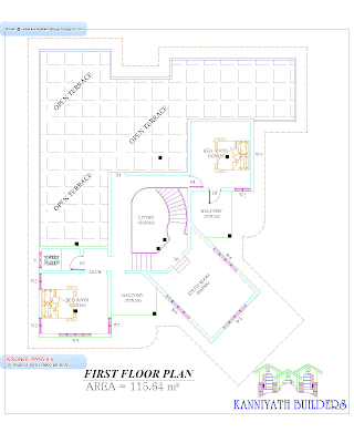 Kerala Home plan and elevation - 3604 Sq. Ft - First Floor