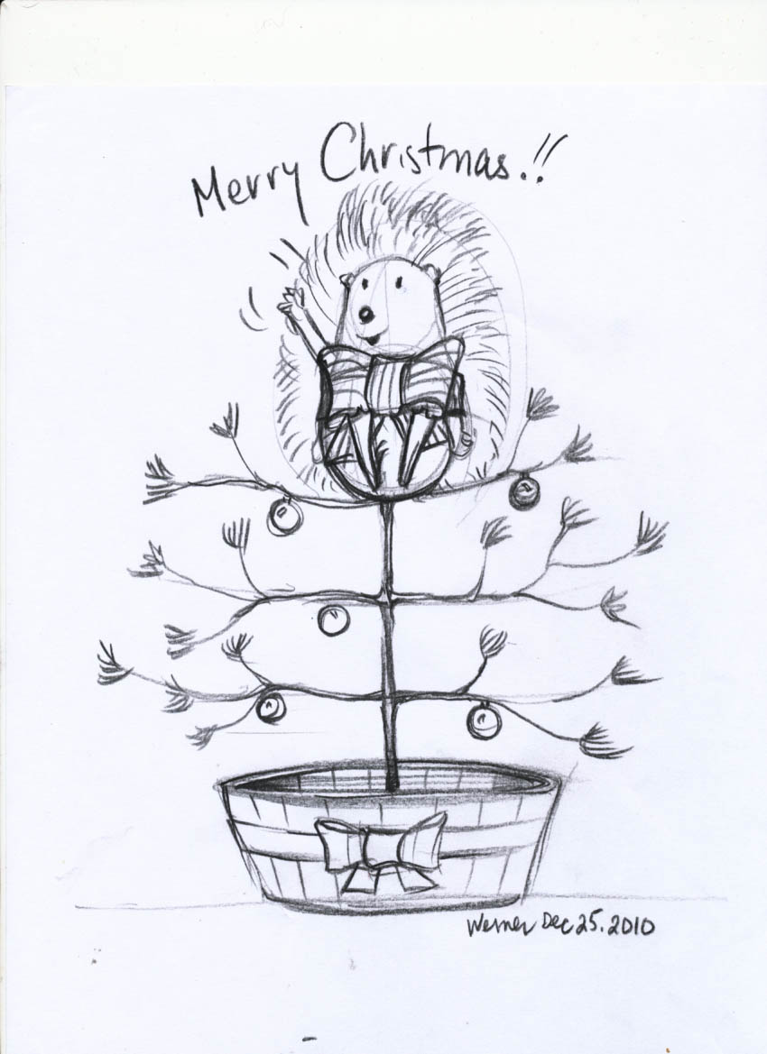 day 1 of 12 days of drawing the porcupine