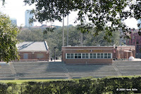 A view from the trail showing the FSU soccer stadium and what passes for the Tallahassee skyline.