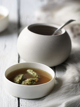 Chicken broth with bone marrow dumplings