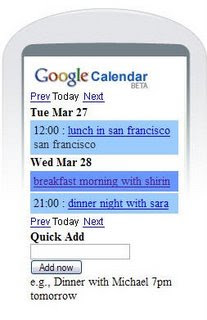 imagen ejemplo de Google Calendar para móviles