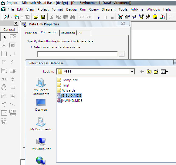 How to Add Data Environment in VB6 using Microsoft Jet 4.0 OLEDB