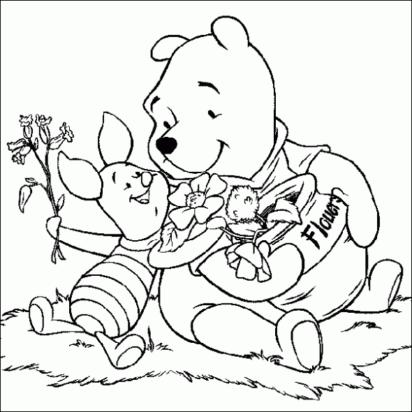 DIBUJOS INFANTILES PARA PINTAR Y COLOREAR:WINNIE THE POOH Y PIGLET