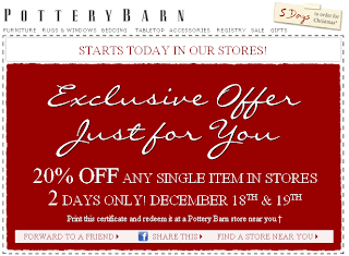 Alicias Deals Pottery Barn Get 20 Off Any Single Item In Stores