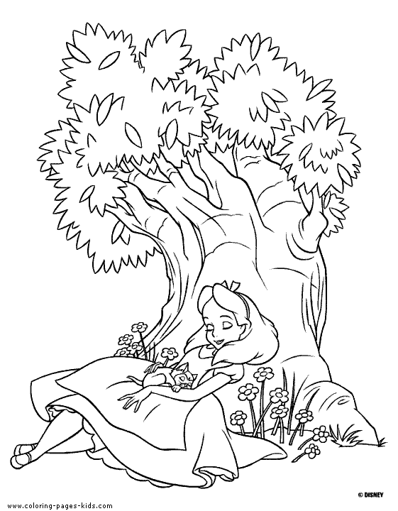 Label: alice in wonderland coloring pages , Disney Coloring Pages title=
