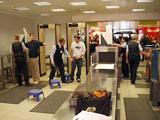 Baggage is scanned using X-ray machines,metal detectors