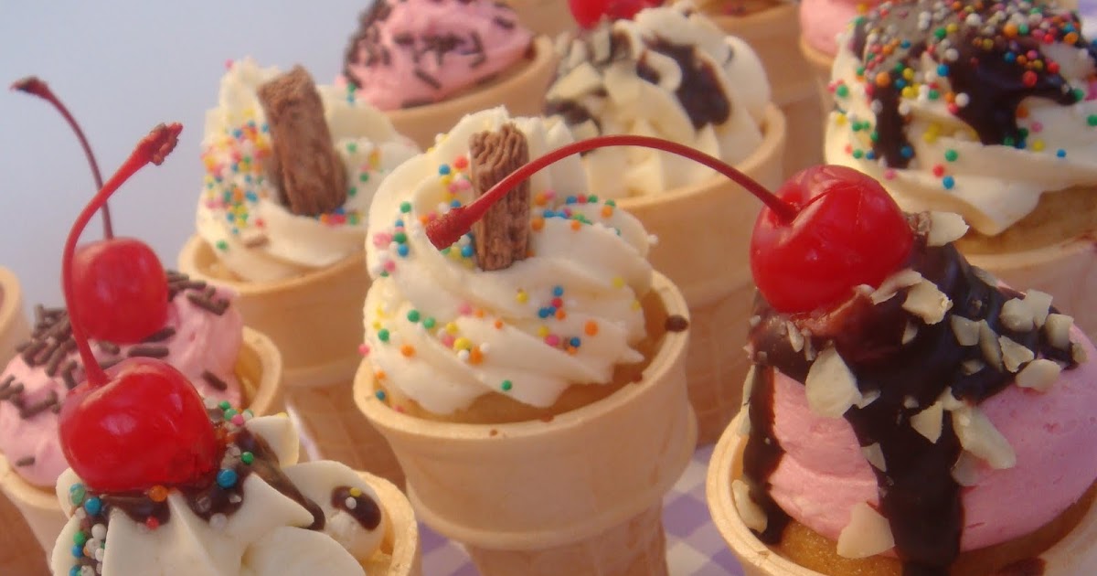 Butter Hearts Sugar Ice Cream Cone Cupcakes