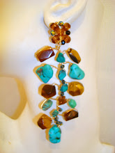Tiger's eye and turquois earrings