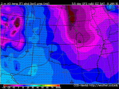 Dark Blue Shows Most Of East TX Between 10 and 15 Degrees Sat.AM