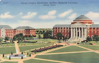 Historic painting of Southern Methodist University campus.