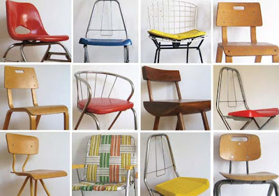 Antique School Furniture on Three Potato Four Has These Adorable Vintage School House Chairs