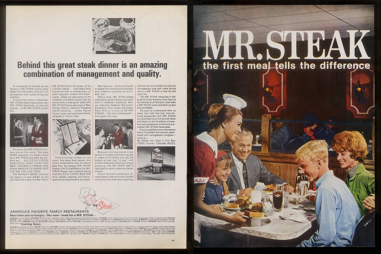 We Worked At Mr Steak Restaurants Mr Steak Franchise Publication Probably Late 60 S