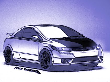 Honda Civic efecto dibujo color