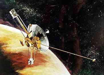 An artist's drawing of the Pioneer 10 spacecraft passing by Jupiter in 1973. (AP Photo/NASA)