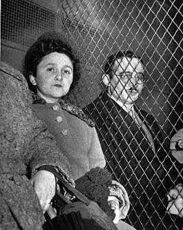 Ethel Rosenberg and her husband, Julius, are separated by a wire screen as they ride to separate jails in New York City on March 29, 1951, following their conviction for conspiring to pass atomic secrets to the Soviet Union. (AP Photo)