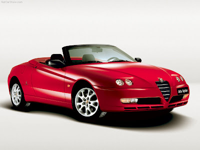 Exotic Red Alfa Romeo Spider Six Cylinder Engines