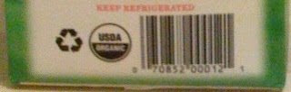 Cutaway--USDA Organic seal on milk carton
