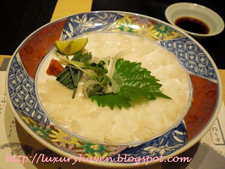 Fugu Sashimi at Tora Fugu Tei Ginza fugu sashimi review