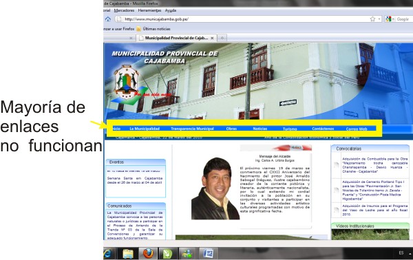 Página web de la Municipalidad de Cajabamba requiere una urgente atención