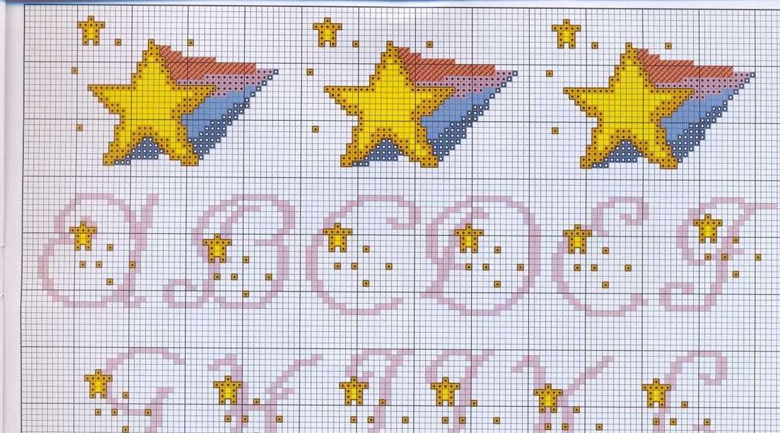 Ponto Cruz - Pontinhos da San: Monograma estrelas