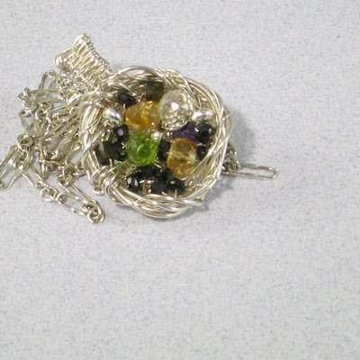 Wire Bird's Nest and Gemstone 