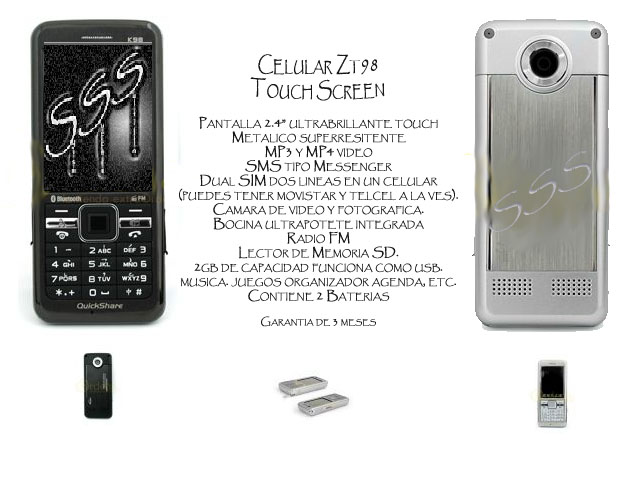Telefono Celular Z T 98 pantalla touch.
