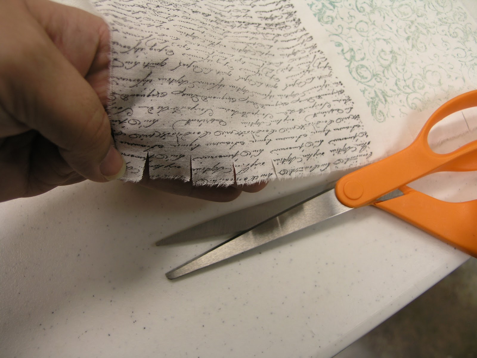 Vintiquities Tutorial Recycle old Pillowcase into Hand Stamped Ribbon