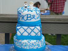 White and Blue Wedding Cake