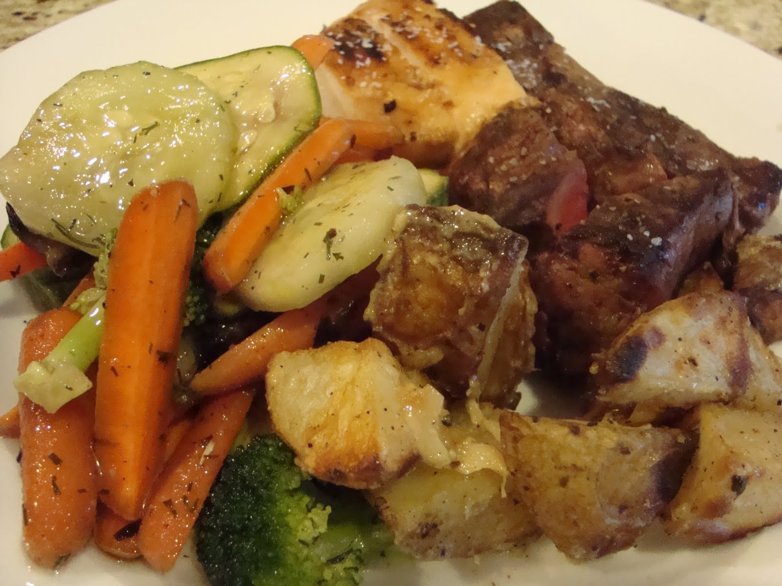 Kitchen Centsability Mixed Grill with Dill Marinated Vegetables and