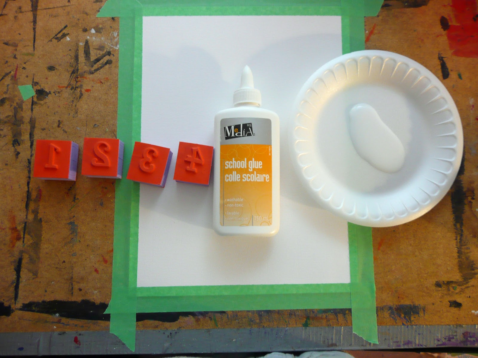 that artist woman Glue Stamped Papers