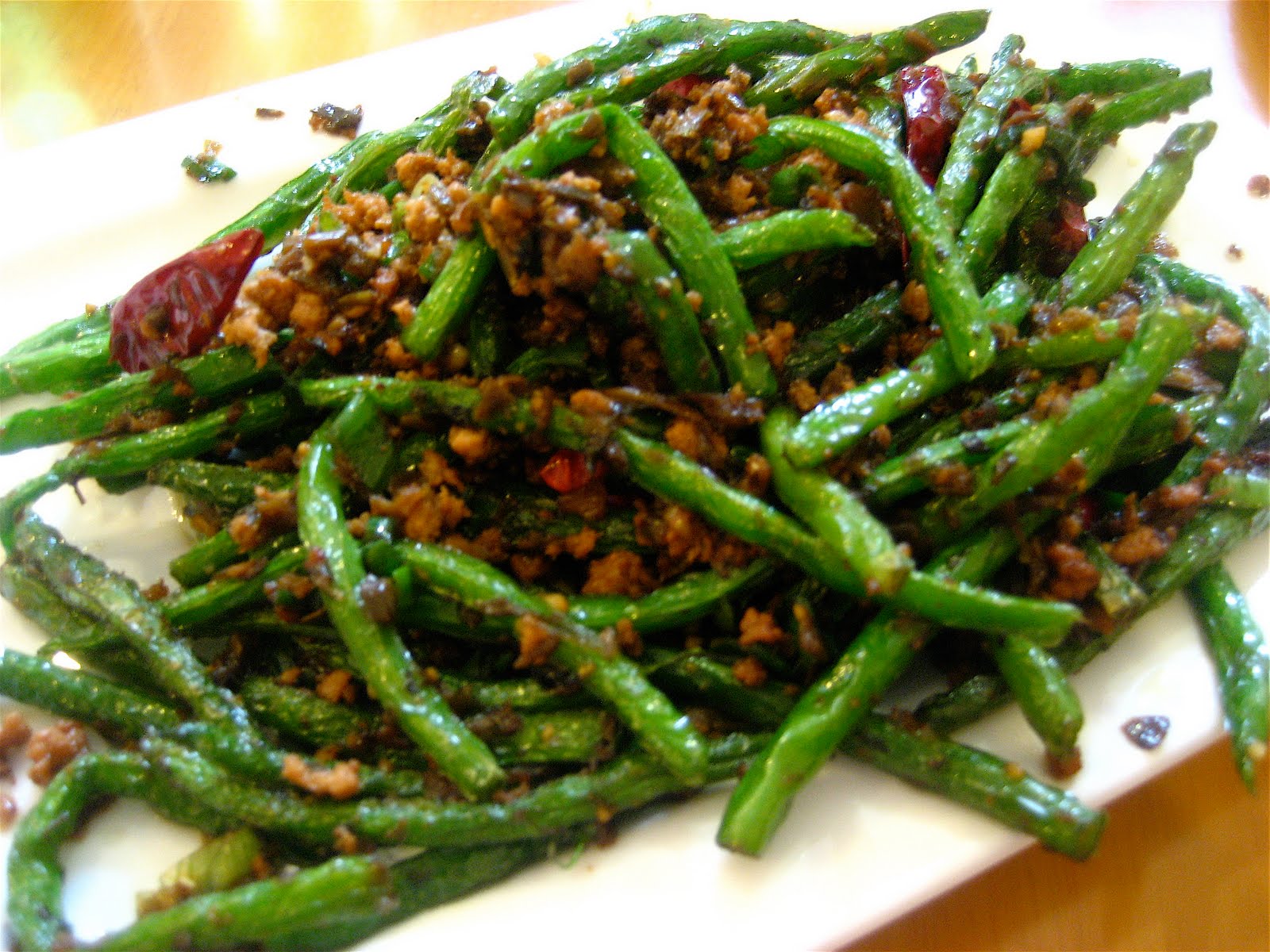 dry fried green beans with minced pork