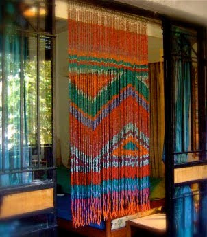 Multi-colored beaded curtains