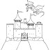 Desenho de castelo para pintar, desenho de dragões para imprimir