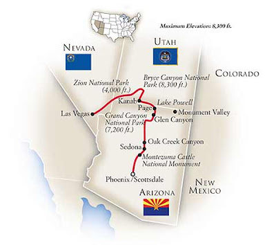 map of the Tauck Canyonlands Tour