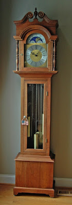 overall view of the walnut grandfather clock