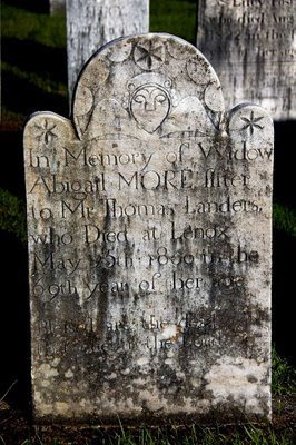 charming folk art headstones are common at Church on the Hill cemetery in Lenox, MA