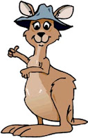 cartoon kangaroo wearing a hat