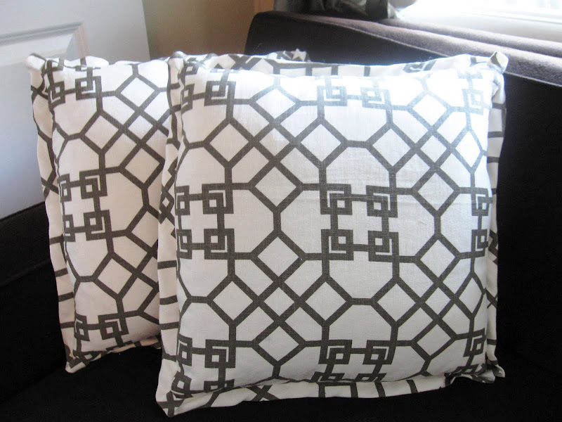 Two custom Windsor Smith Home 100% linen fabric in Pelagos print pillows