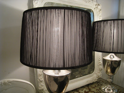 Metal urn lamps with chocolate lamp shades from Pom Pom Interiors