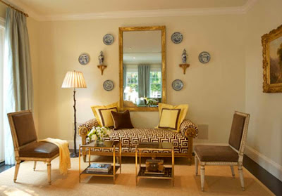 Upholstered Living Room Furniture on Upholstered In A Greek Key Patterned Fabric Above And Below Design