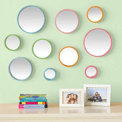 Fashion Plates Rubbing on Pb Teen Bubble Dot Mirror Set 69 Five Mirrors Per Set Made Of