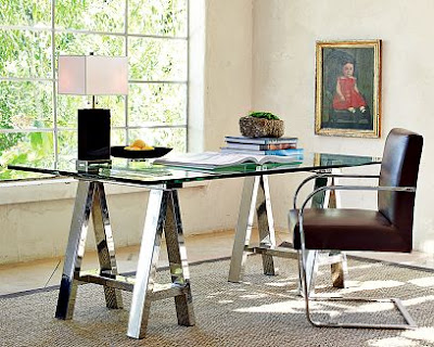 Desk Legs on Mason Glass Top Desk   1350  From William Sonoma Home Was The