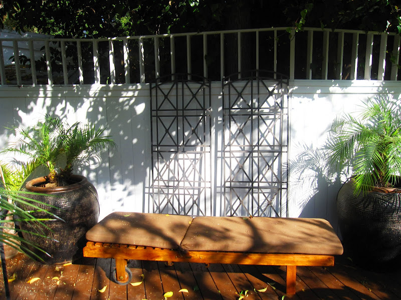 Teak lounge furniture on a deck in the Hollywood Hills