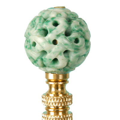 Green and white jade finial from Hillary Thomas Designs