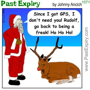 [CARTOON] Rudolf Obsolete!. cartoon, animals, christmas, layoffs, Santa, spoof, unemployed, work, 