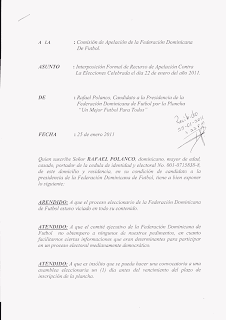 Polanco apela ante la Comisión de Apelación de la Federación Dominicana de Fútbol