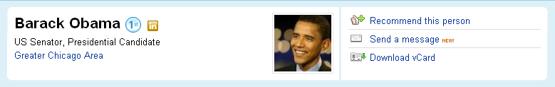 Barack Obama's profile on linkedin professional network
