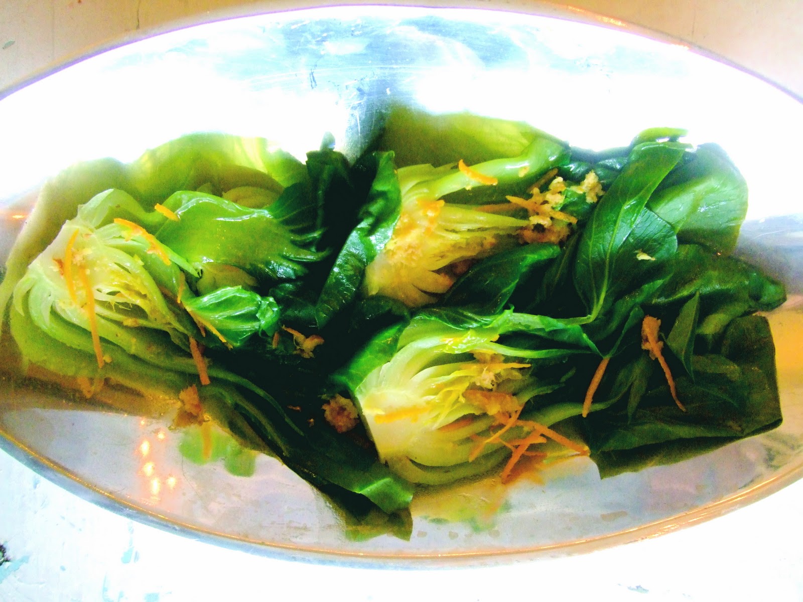 Low Carbon Diet Steamed Baby Bok Choy with Orange and Ginger